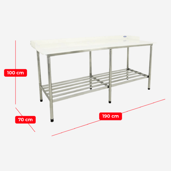 Mesa de Trabalho com Testeira em Poliestireno 190x70 Desmontável Imeca