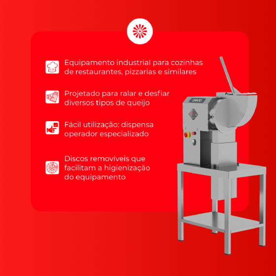 Ralador e Desfiador de Queijo Industrial RQ 300 Trifásico 380v Grano