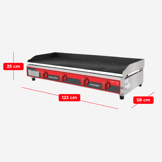 Chapa Bifeteira a Gás Profissional 120x52 CBG 1200 Metalcubas