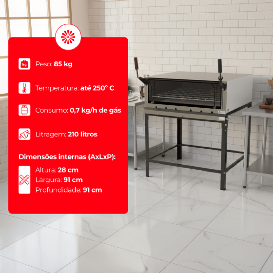 Forno Pedra Refratária à Gás PRP-900 S/KG Inox Progás