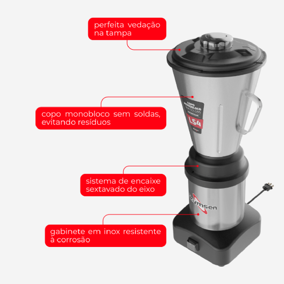 Liquidificador Comercial 04 Litros LS 04 Baixa Rotação Bivolt Skymsen