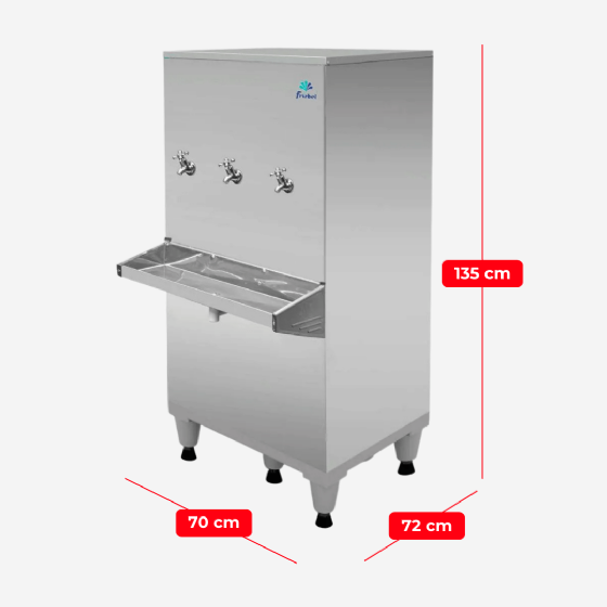 Bebedouro Industrial de Coluna 2 Torneiras Geladas 1 Natural Inox 100 Litros 110v Frisbel