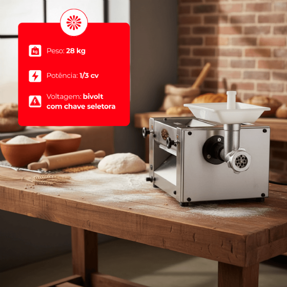 Cilindro Extrusor Moedor e Misturador CL 22 Total Inox Bivolt Do Cheff