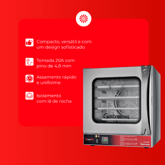 Forno Turbo Elétrico Convector Digital FC 35D Gastrochef 220v Gastromaq