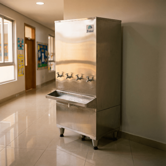 Bebedouro Industrial de Coluna 3 Geladas 1 Natural Inox 200 Litros 220v Frisbel