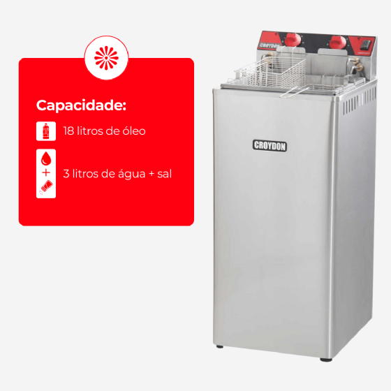 Fritadeira Elétrica Água e Óleo 21 Litros 8000 W FA28 P 220v Croydon
