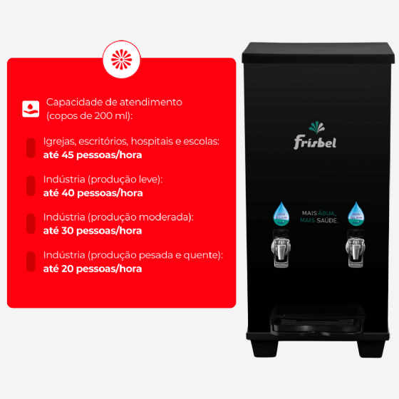 Bebedouro Industrial de Bancada 1 Gelada 1 Natural 25 Litros 220v Office Black Frisbel