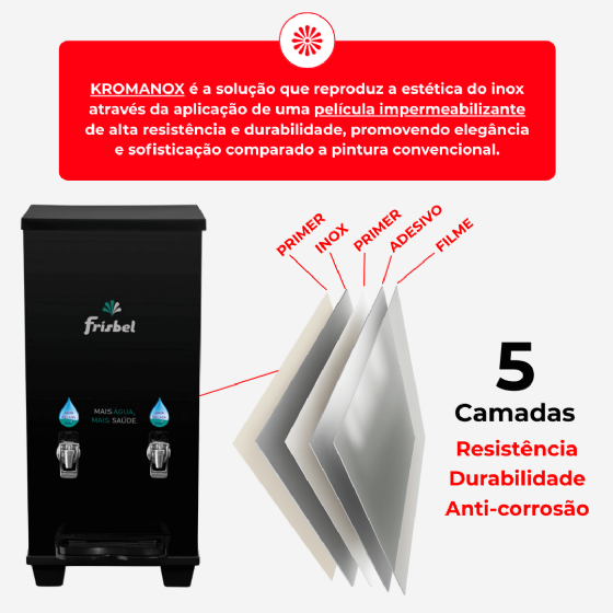 Bebedouro Industrial de Bancada 1 Gelada 1 Natural 25 Litros 220v Office Black Frisbel