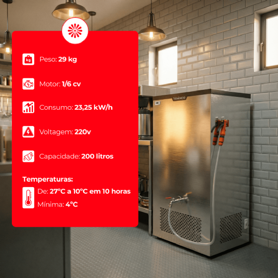 Recipiente Refrigerado Dosador de Água 200 Litros 220v Venâncio