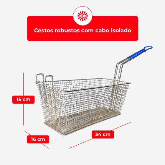 Fritadeira a Gás Industrial 30 Litros Zona Fria de Óleo FOG 2 C 220v Metalcubas