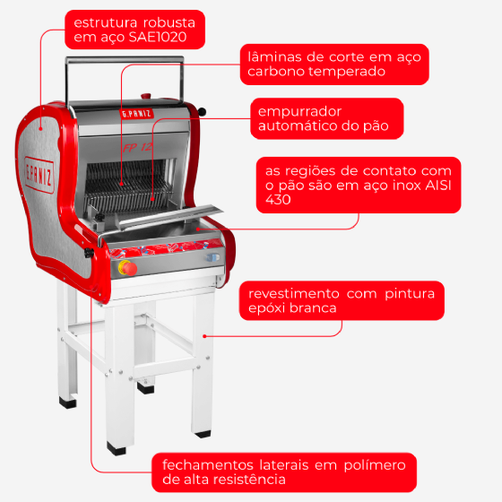 Fatiadeira De Pães Elétrica Automática FP 12 G2 Pedestal Epóxi 220v G Paniz