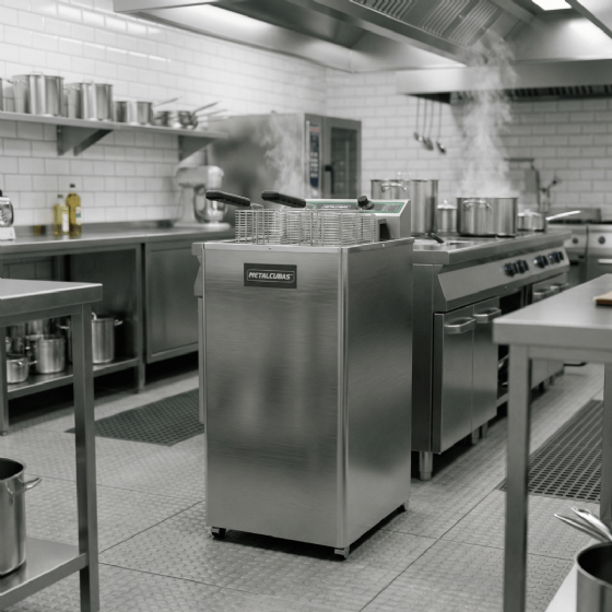 Fritadeira Elétrica Zona Fria de Óleo 15 Litros 5500 W FOE 15 P 220v Metalcubas