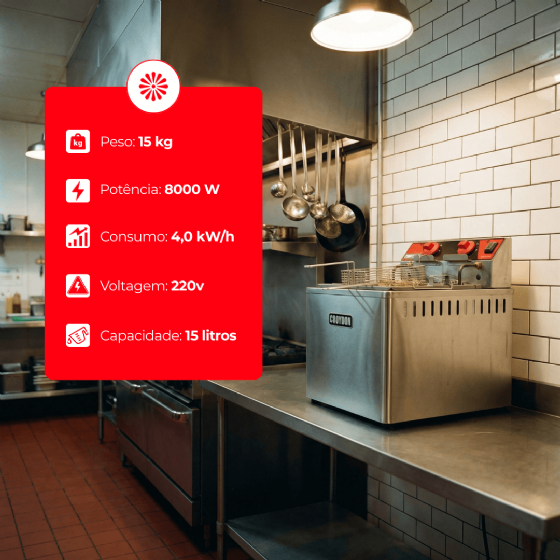 Fritadeira Elétrica Zona Fria de Óleo 15 Litros 8000 W FZM8 M 220v Croydon