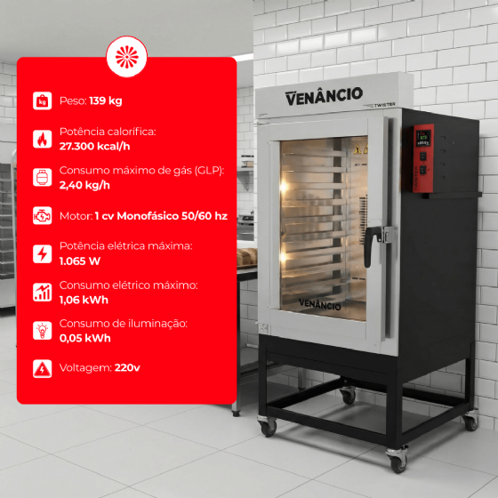 Forno Turbo Twister 10 Esteiras a Gás FVT 10G Venâncio