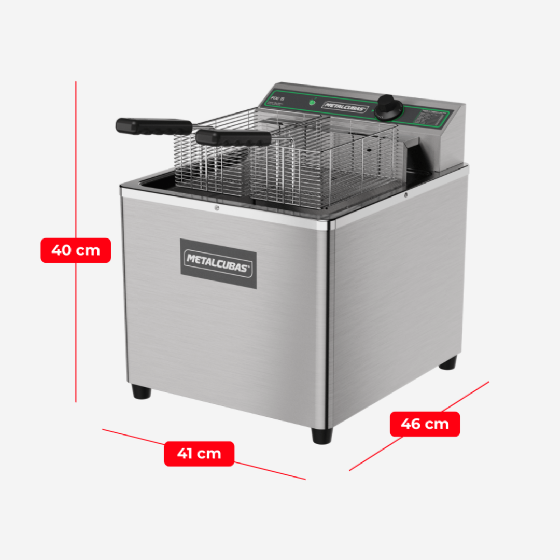 Fritadeira Industrial Metalcubas FOE 15 M 220V - Zona Fria 15L 5500W Inox 304 - Alta Produtividade Food Service