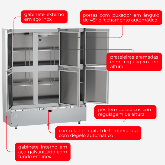 Refrigerador Comercial Mini Câmara 6 Portas Resfriados MC6P G2 220v Refrimate