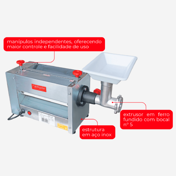 Cilindro e Extrusora 30 cm 1320 Inox Bivolt Bigolar