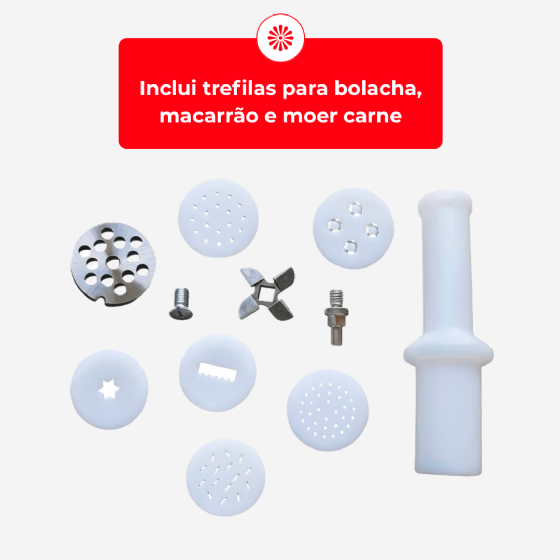 Cilindro e Extrusora 30 cm 1320 Inox Bivolt Bigolar