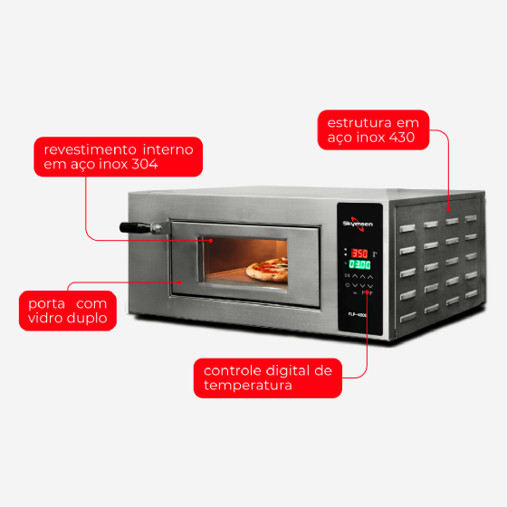 Forno Lastro Elétrico Digital Para Pizza FLP-400D 220v Skymsen
