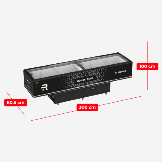 Ilha Expositora Congelados Vanguard Top 3 Metros EIV3000 220v Refrimate
