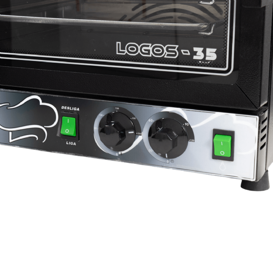 Forno Turbo Elétrico Convector Analógico LOGOS-35 Preto 220v Maná