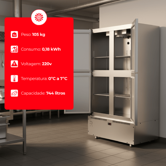 Refrigerador Comercial Mini Câmara 4 Portas Plus Resfriados 744 Litros MC4P G2 220v Refrimate