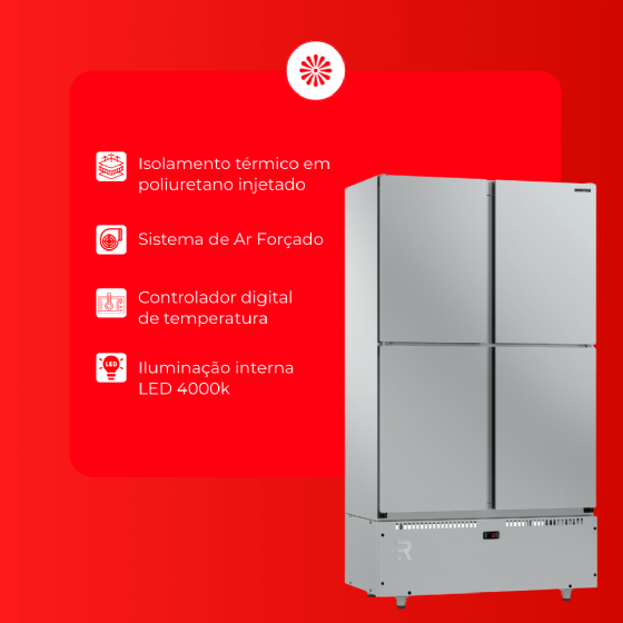Refrigerador Comercial Mini Câmara 4 Portas Plus Resfriados 744 Litros MC4P G2 220v Refrimate