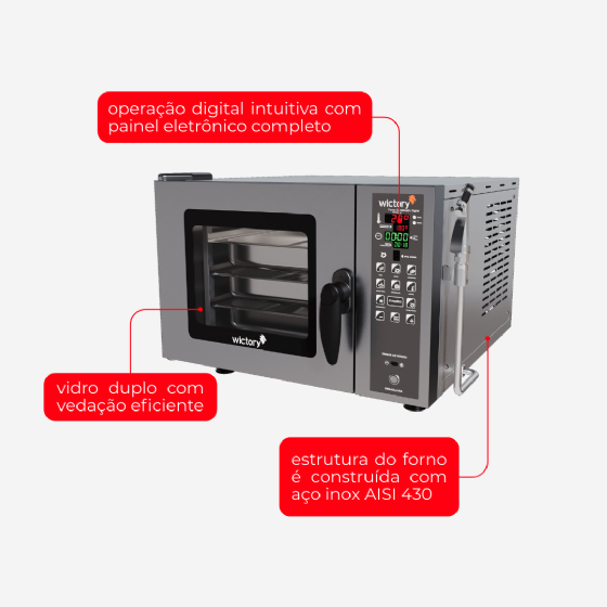 Forno Combinado Profissional com Cavalete WCAA-03NE 220v Wictory