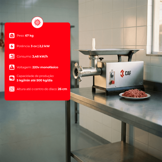 Picador Moedor de Carne Boca 98 de Ferro Fundido 220v CAF