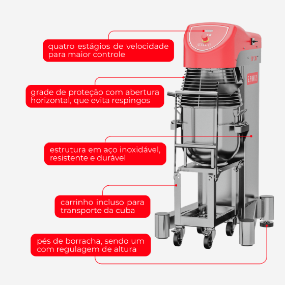 Batedeira Planetária 38 Litros BP 38 G2 Inox 220v G Paniz