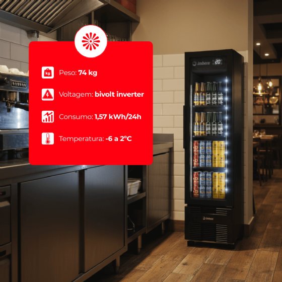 Cervejeira 244 Litros Porta de Vidro Full Black CCV144 Bivolt Inverter Imbera