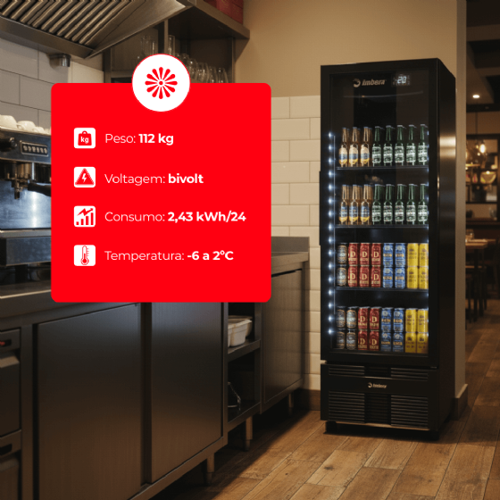 Cervejeira 569 Litros Porta de Vidro Full Black CCV355 Bivolt Inverter Imbera