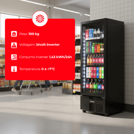 Refrigerador Vertical 393 Litros Porta de Vidro Full Black VRS13 Bivolt Inverter Imbera
