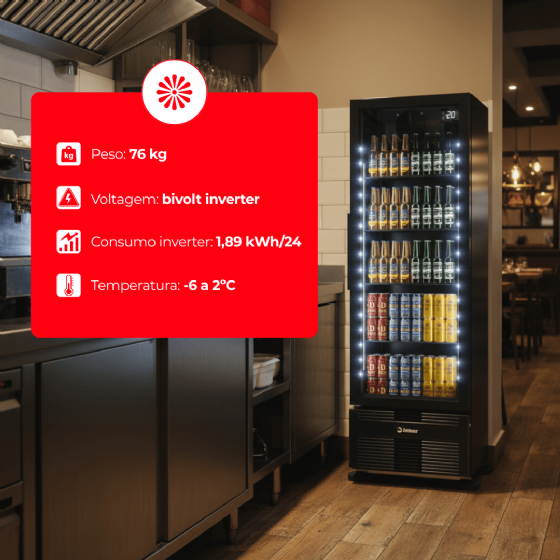 Cervejeira 393 Litros Porta de Vidro Full Black CCV290 Bivolt Inverter Imbera