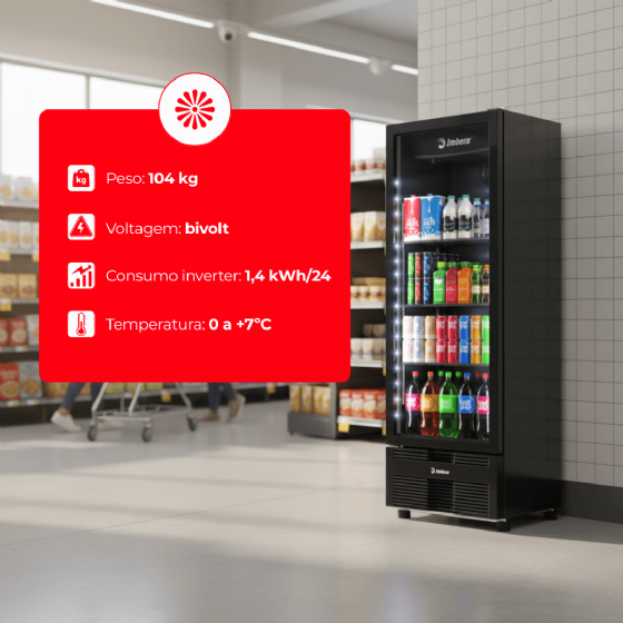 Refrigerador Vertical 454 Litros Porta de Vidro Full Black VRS16 Bivolt Inverter Imbera
