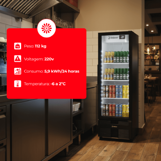 Cervejeira 569 Litros Porta de Vidro Preta CCV355 220V Imbera