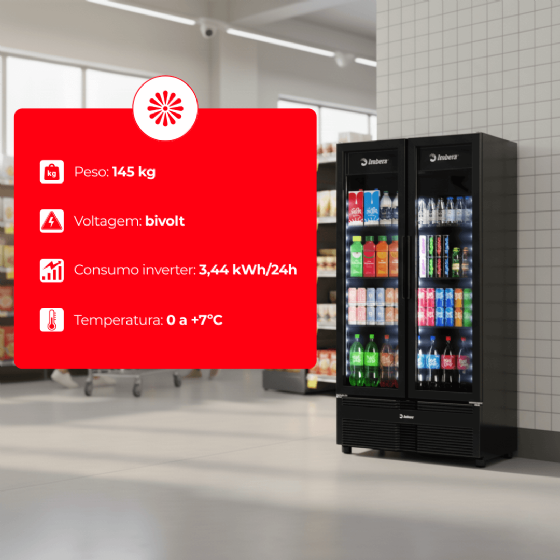 Refrigerador Vertical 2 Portas de Vidro 810L G326 Bivolt Inverter Imbera