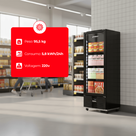 Freezer Vertical Tripla Ação 576 Litros Porta de Vidro Preta EVZ21 220v Imbera