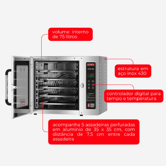 Forno Turbo de Convecção Com Vapor FCV 35 220v G Paniz
