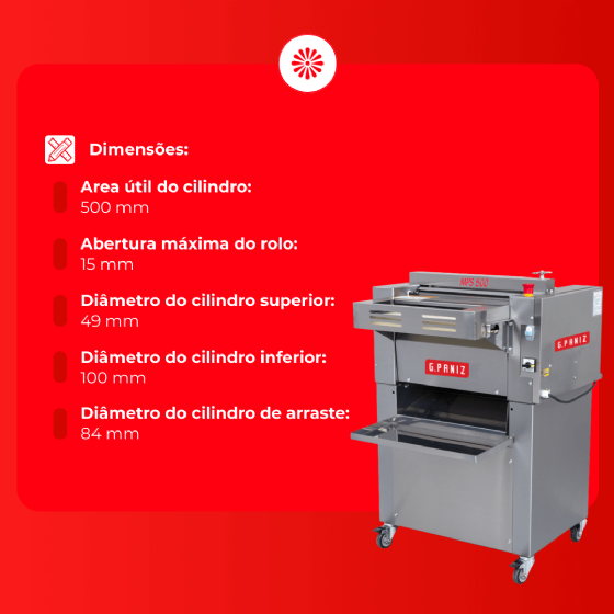 Modeladora de Pão MPS 500 Inox 220v G Paniz