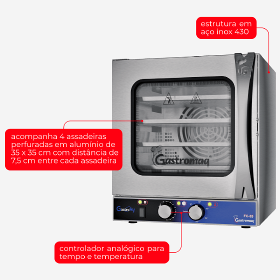 Forno Turbo Elétrico Convector Analógico FC 35  Gastrochef 220v Gastromaq