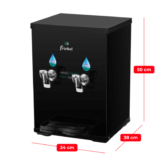 Bebedouro Industrial de Bancada 1 Gelada 1 Natural 10 Litros 220v Office Black Frisbel