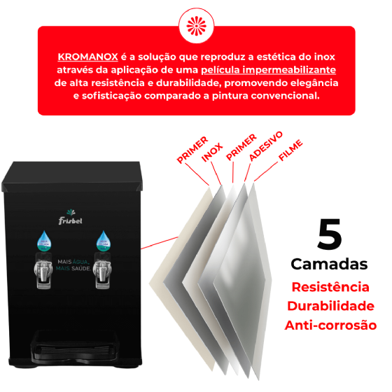 Bebedouro Industrial de Bancada 1 Gelada 1 Natural 10 Litros 220v Office Black Frisbel