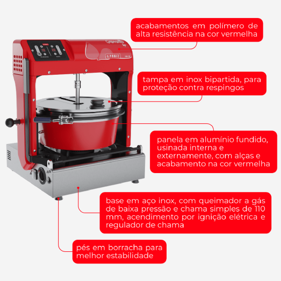 Misturador Industrial Gourmella Top CZ 10 Panela de Alumínio Bivolt G Paniz