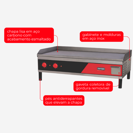 Chapa Churrasqueira Elétrica 100 cm CE10 220v Croydon