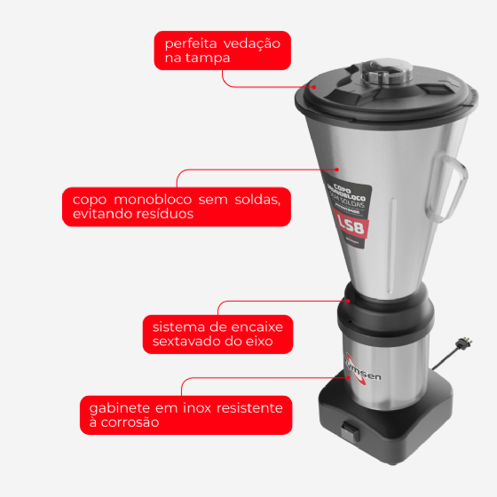 Liquidificador Comercial 08 Litros LS 08 Baixa Rotação Bivolt Skymsen