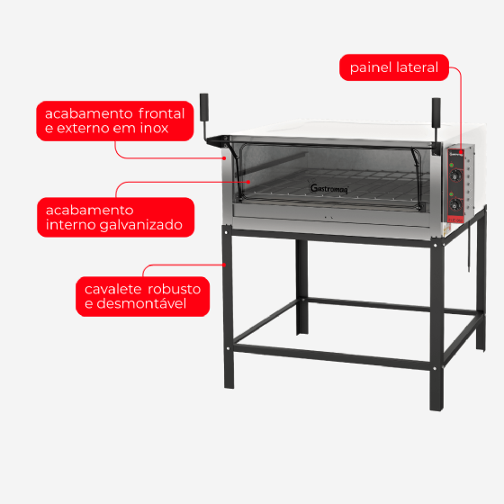 Forno Lastro Elétrico Pedra Refratária Simples FLE 950 PG 220v Inox Gastromaq