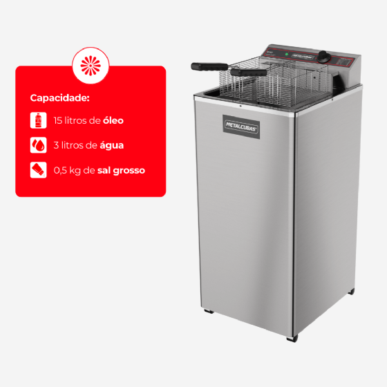 Fritadeira Elétrica Água e Óleo 18 Litros 5500 W GFAO 18 P 220v Metalcubas