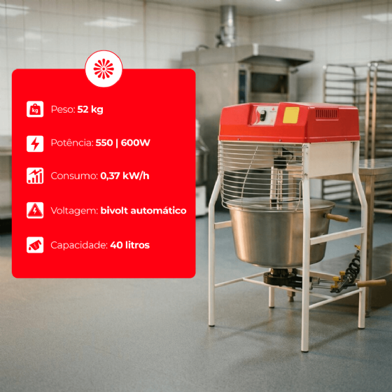 Misturador Industrial 40 Litros PRMQ-40 G3 Bivolt Progás