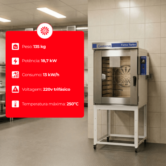 Forno Turbo 10 Esteiras Elétrico FTE 10 Epóxi Trifásico 220v Gastromaq